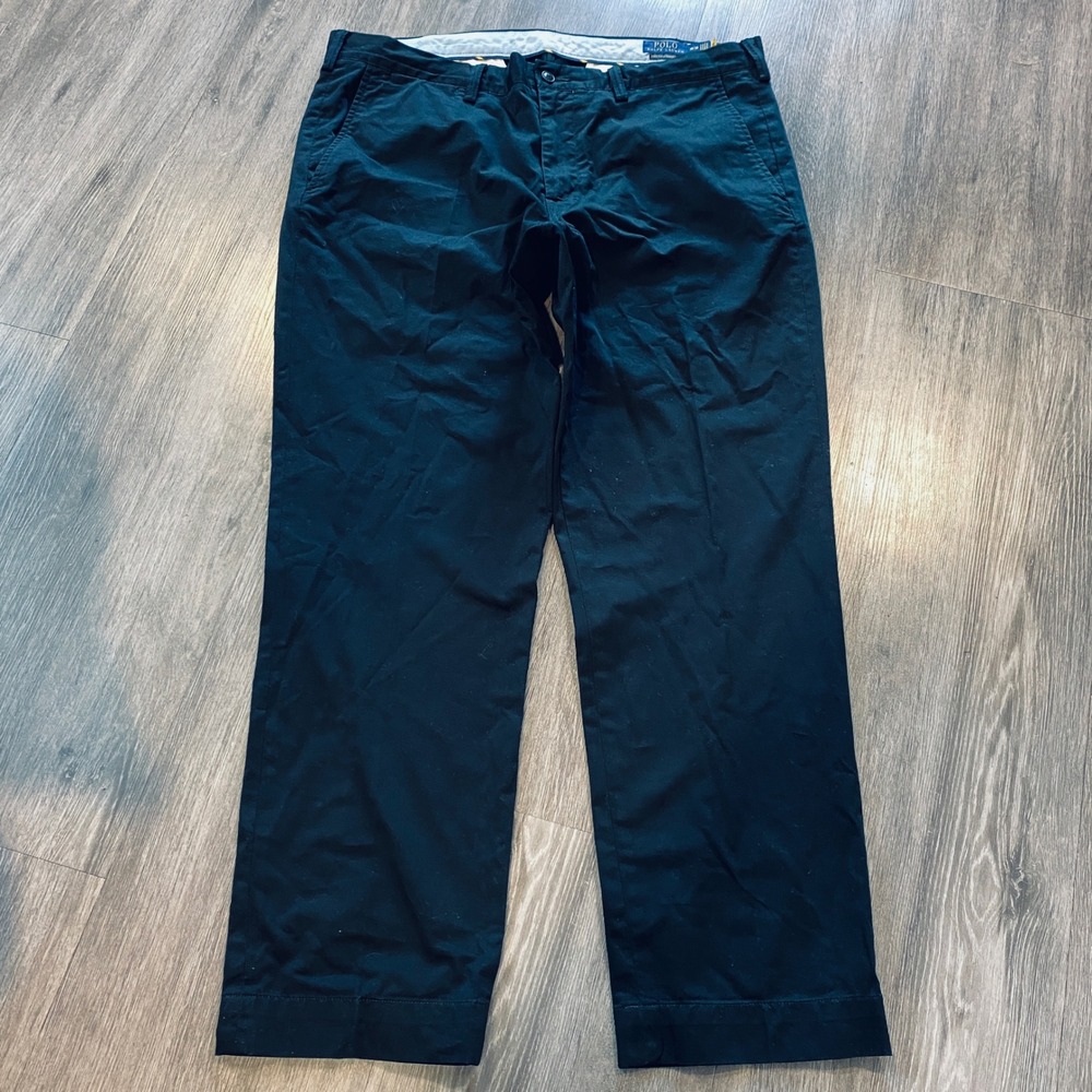 Polo Ralph Lauren Mens Black Stretch Straight Fit Cotton Twill Chinos 38x30